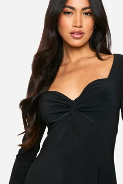 Robe mini A-line à détail twist et froncé