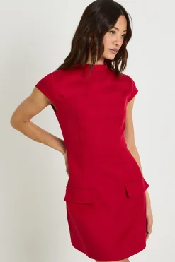 boohoo Robe mini allongée à col montant, structurée et ajustée<Femme Tailleurs|Robes
