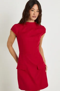 boohoo Robe mini allongée à col montant, structurée et ajustée<Femme Tailleurs|Robes