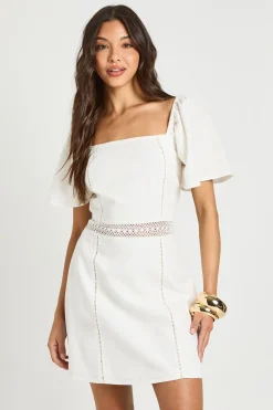 Robe Mini Aspect Lin Bordure Crochet