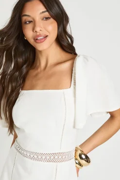 Robe Mini Aspect Lin Bordure Crochet
