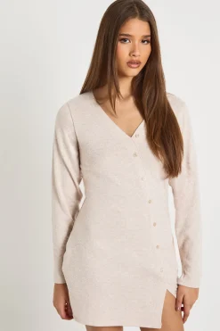 Robe mini asymétrique boutonnée