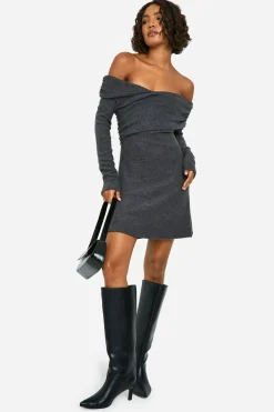 Robe Mini Asymétrique en Côte Brossée Grande