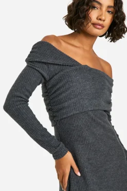 Robe Mini Asymétrique en Côte Brossée Grande