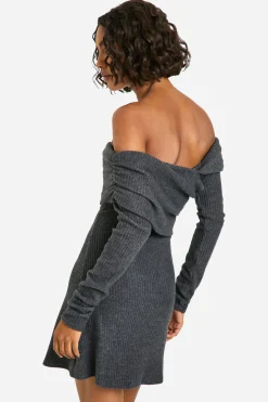 Robe Mini Asymétrique en Côte Brossée Grande