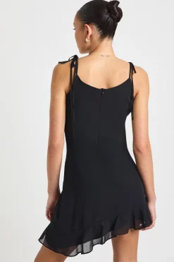 Robe Mini Asymétrique en Mousseline avec Détails Volantés