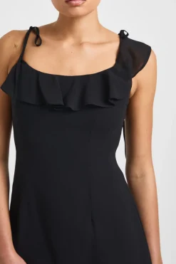 Robe Mini Asymétrique en Mousseline avec Détails Volantés