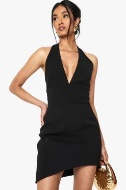 boohoo Robe Mini Asymétrique Tailleur à encolure halter<Femme Robes Patineuses|Robes