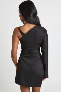Robe Mini Asymétrique à Une Manche avec Fronces Latérales