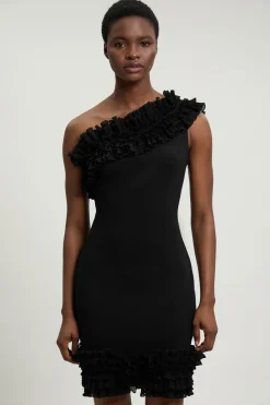 Robe Mini Asymétrique À Volants Dramatiques Petite