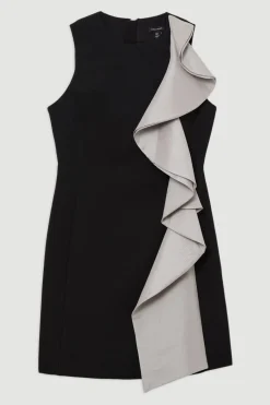 Robe Mini avec Détail Volant en Stretch Compact