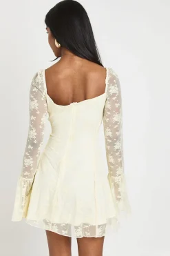 Robe Mini Babydoll En Dentelle À Manches Évasées