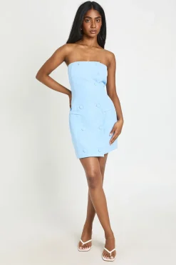 Robe Mini Bandeau À Boutons Devant