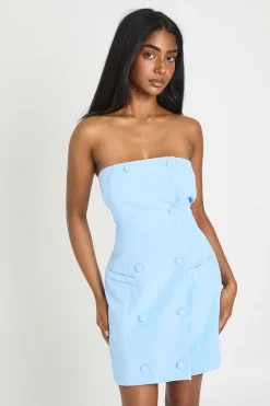 Robe Mini Bandeau À Boutons Devant