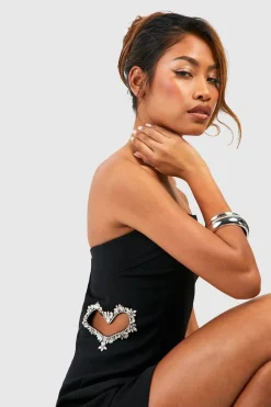 Robe Mini Bandeau Découpée Ornée