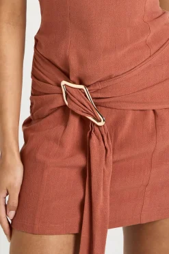 boohoo Robe Mini Bandeau Effet Lin Avec Détails Dorés<Femme Robes Moulantes|Robes