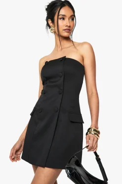 Robe mini bandeau structurée à double boutonnage