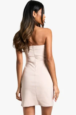 Robe mini bandeau sur mesure en bengaline à rabat