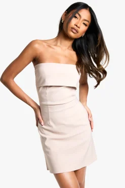 Robe mini bandeau sur mesure en bengaline à rabat