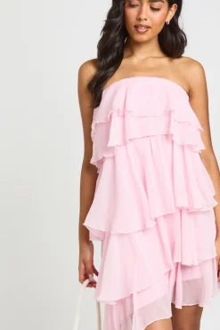 boohoo Robe Mini Bandeau À Volants En Mousseline<Femme Robe Invitée Mariage|Toutes Les Robes