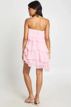 boohoo Robe Mini Bandeau À Volants En Mousseline<Femme Robe Invitée Mariage|Toutes Les Robes