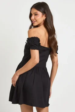 Robe Mini Bardot Avec Empiècements En Dentelle