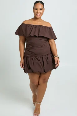 Robe Mini Bardot Boule Bouffante Plus