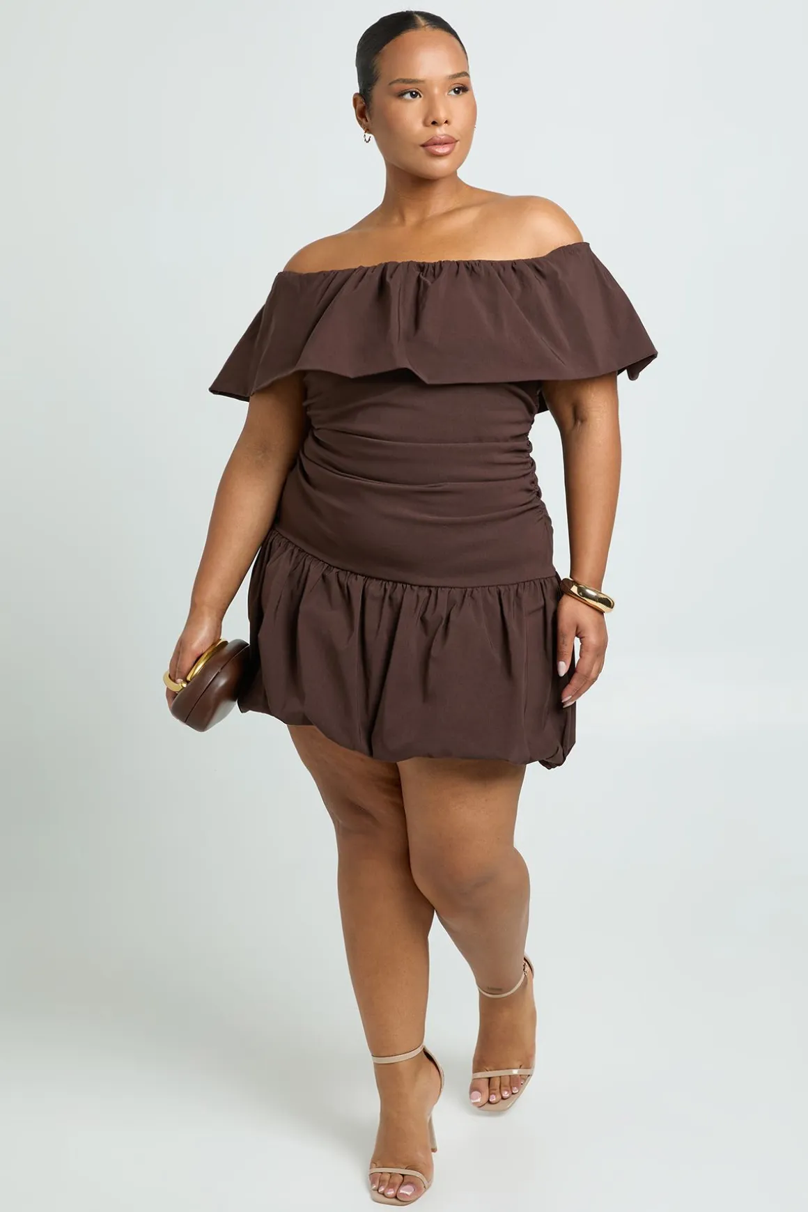 Robe Mini Bardot Boule Bouffante Plus