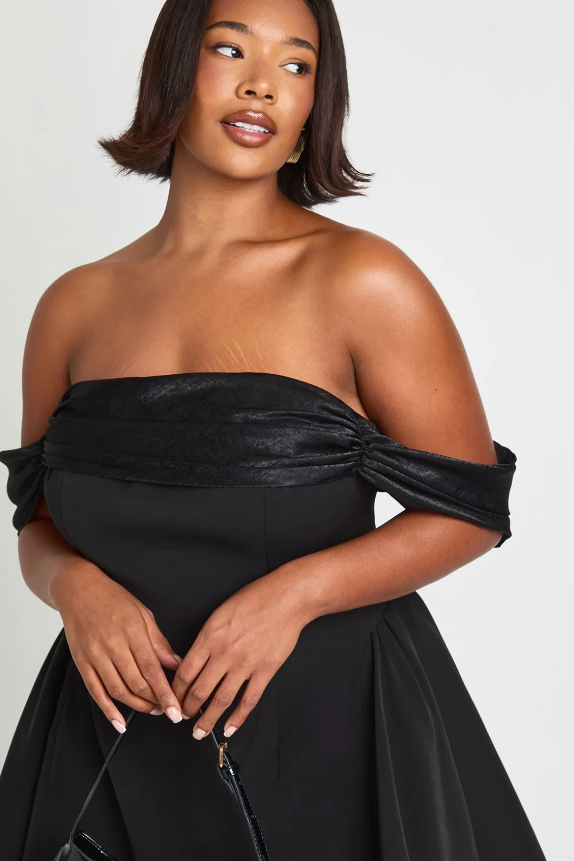Robe Mini Bardot En Velours Grande Taille