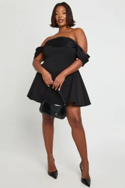 Robe Mini Bardot En Velours Grande Taille