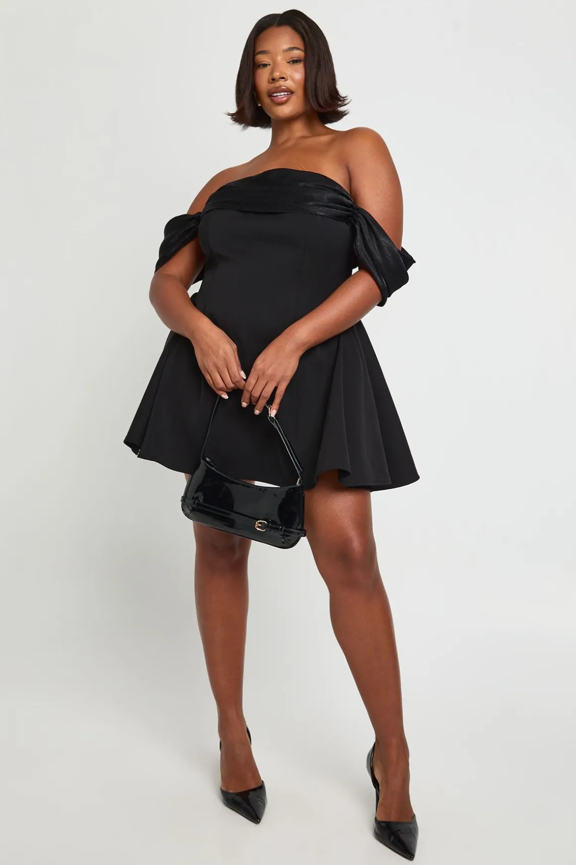 Robe Mini Bardot En Velours Grande Taille
