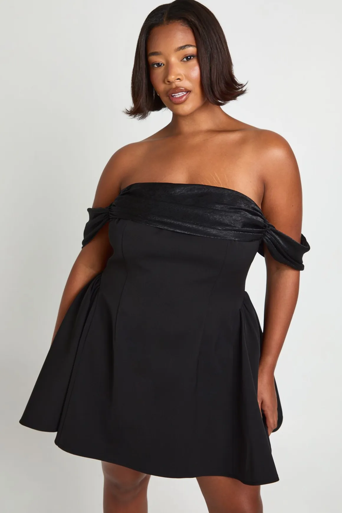 Robe Mini Bardot En Velours Grande Taille