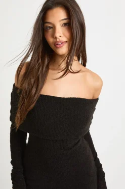 Robe mini Bardot profonde texturée