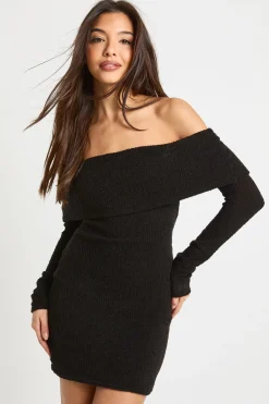 Robe mini Bardot profonde texturée