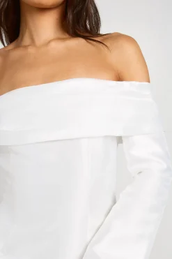 Robe Mini Bardot Structurée En Satin Pour Grande Taille