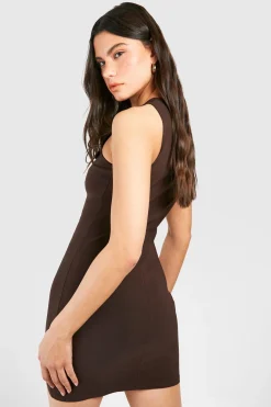 Robe Mini Bengaline avec Détail Découpé