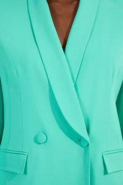 Robe mini blazer ajustée à double boutonnage avec détail cinché