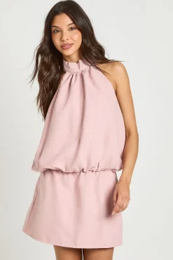 boohoo Robe Mini Blouson À Col Licou Texturé<Femme Robes|Robes Dos Nu