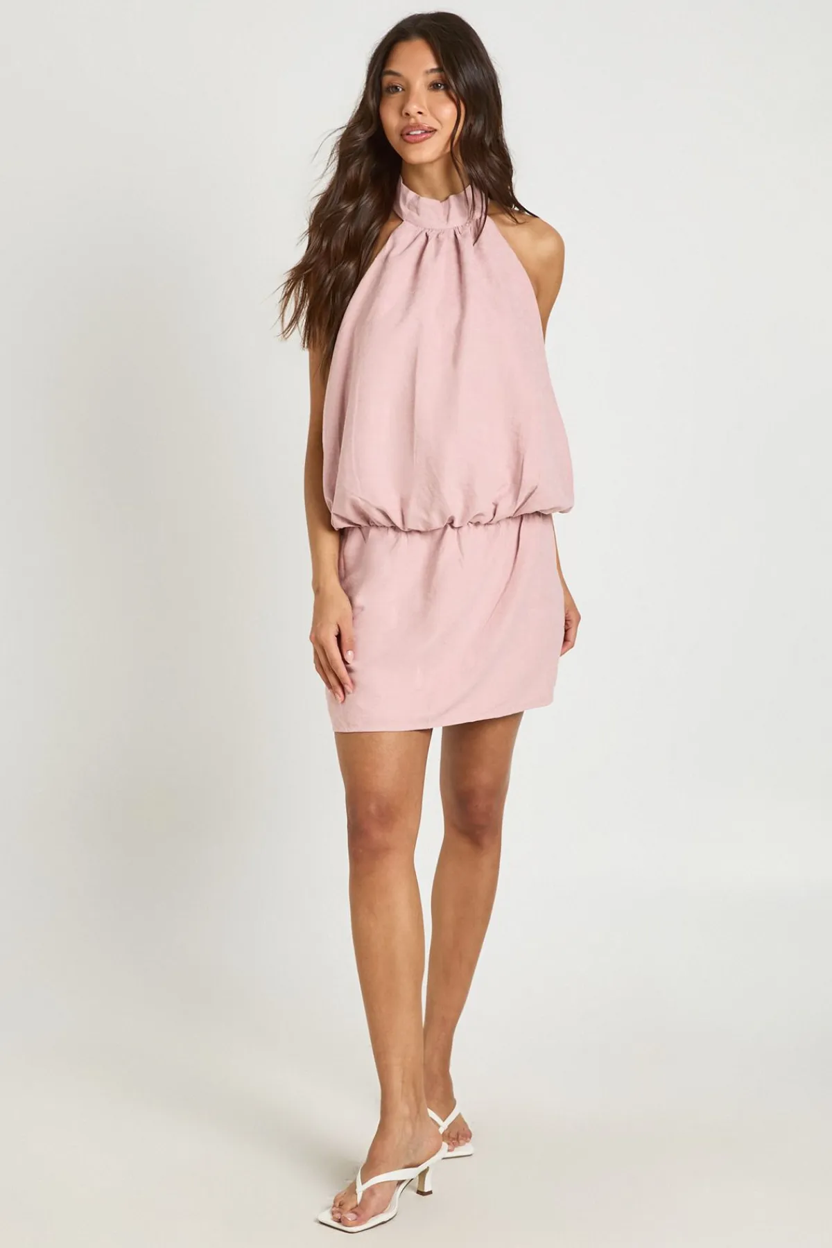 boohoo Robe Mini Blouson À Col Licou Texturé<Femme Robes|Robes Dos Nu