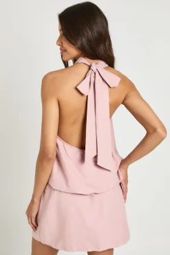 boohoo Robe Mini Blouson À Col Licou Texturé<Femme Robes|Robes Dos Nu