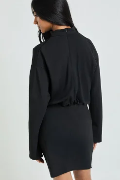 Robe Mini Blouson À Manches Longues Avec Encolure Montée