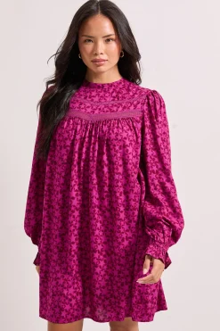 Robe Mini Bohème Imprimée avec Détails Étoiles en Dentelle