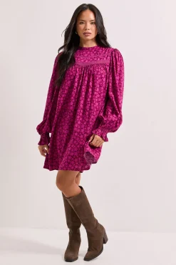 Robe Mini Bohème Imprimée avec Détails Étoiles en Dentelle