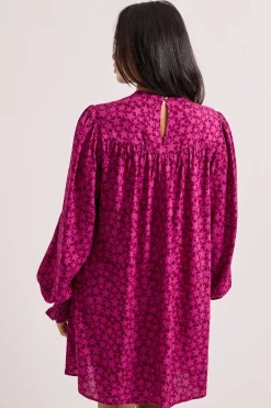 Robe Mini Bohème Imprimée avec Détails Étoiles en Dentelle