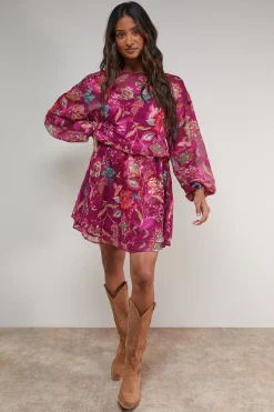 Oasis Robe Mini Bohème Imprimée à Manches Nouées<Femme Robes Bohème|Robes