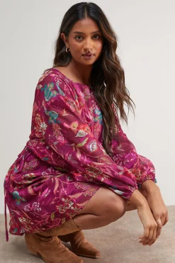 Oasis Robe Mini Bohème Imprimée à Manches Nouées<Femme Robes Bohème|Robes