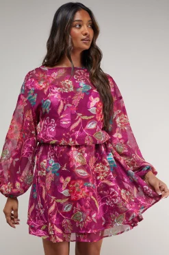 Oasis Robe Mini Bohème Imprimée à Manches Nouées<Femme Robes Bohème|Robes