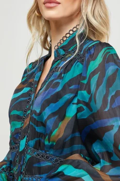 Oasis Robe Mini Boho Imprimée avec Finitions en Dentelle<Femme Satin Et Dentelle|Robes Bohème