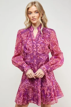 Oasis Robe Mini Boho Imprimée avec Finitions en Dentelle<Femme Satin Et Dentelle|Robes Bohème
