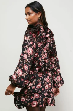 Robe Mini Boho Étagée Devore